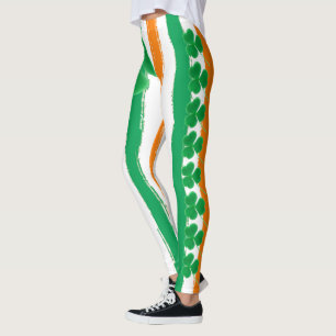 Legging Trevos alaranjados verdes irlandeses do Dia de São