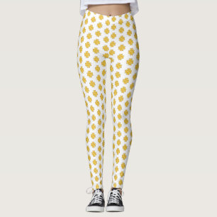 Legging Trevos de quatro folhas dourados sobre branco
