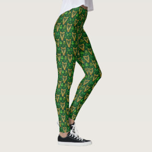 Legging Trevos Verde Harpas Douradas