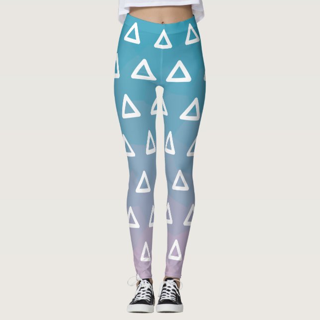 Legging Triângulo Branco Roxo Azulado (Frente)
