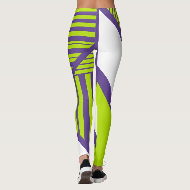 Legging Triângulo Stripes em Verde limão e roxo (Verso)
