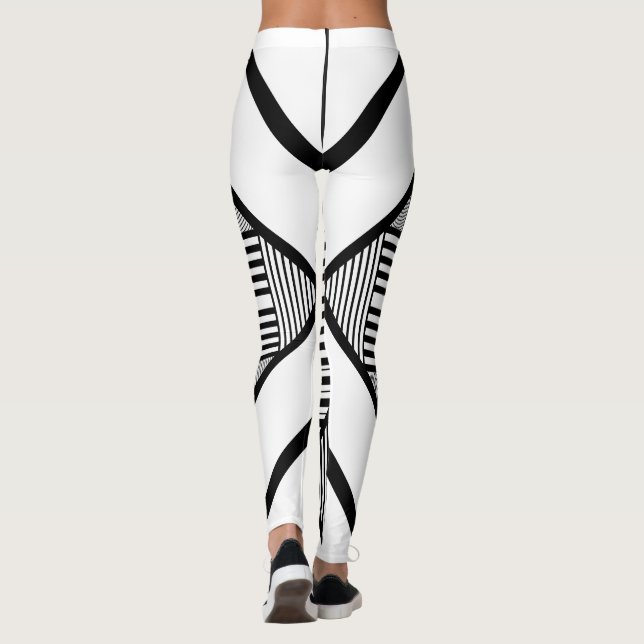 Legging Triângulo strips 2 em preto e branco (Verso)