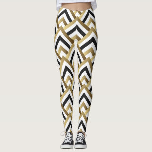 Legging Triângulos abstrato: Dourado preto sem costura
