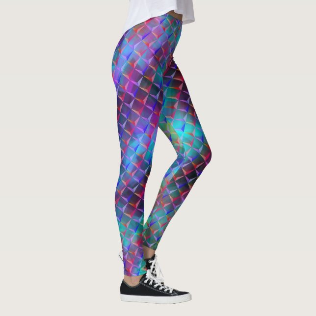 Legging Triângulos azuis a lilás e 3D ou vermelho-rosa (Direita)