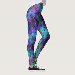 Legging Triângulos azuis ou cor-de-rosa com quadrados 3D