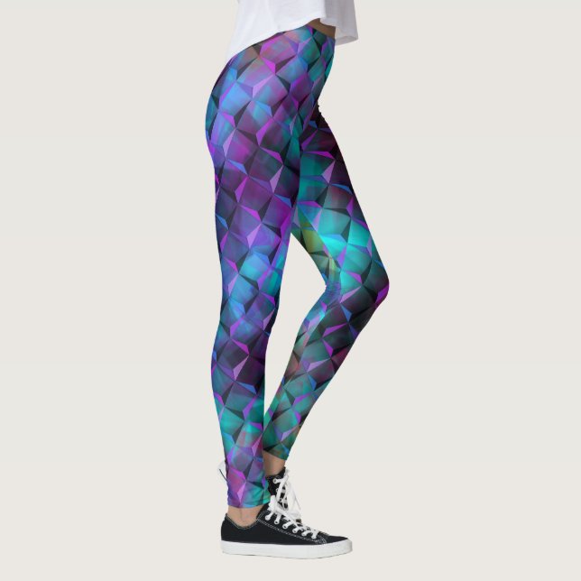 Legging Triângulos azuis ou cor-de-rosa com quadrados 3D (Direita)