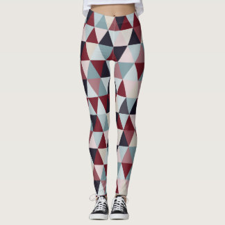 Legging Triângulos B do Vermelho e do bege Azul Escuro