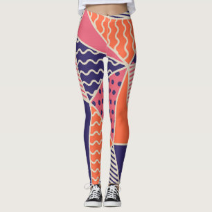 Legging Triângulos de abstrato: Fundo Geométrico de Vintag