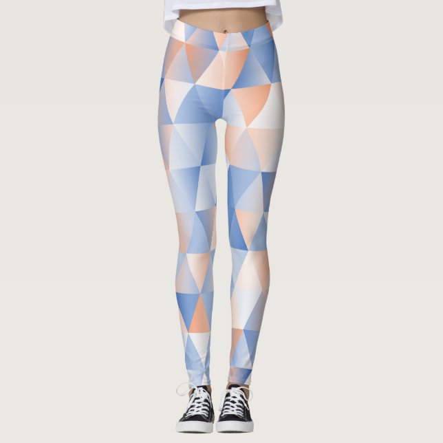 Legging Triângulos de laranja Azul Suave (Frente)