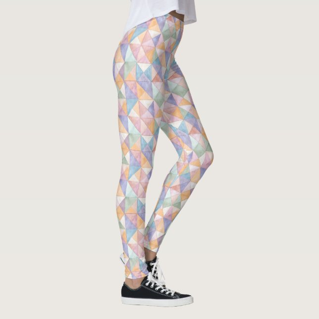 Legging Triângulos de Patchwork Matelassado em Bege Lavand (Direita)