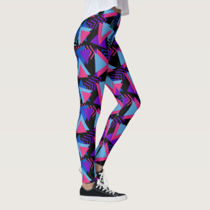 Legging Triângulos Geométricos Cor-de-rosa Turquesa Preta