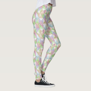 Legging Triângulos Matelassados em Pastéis de Verde Primav