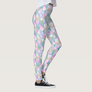 Legging Triângulos Matelassados em Rosa, Hortelã e Sage