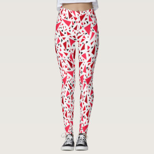 Legging triângulos vermelhos de crimson sobre fundo retror