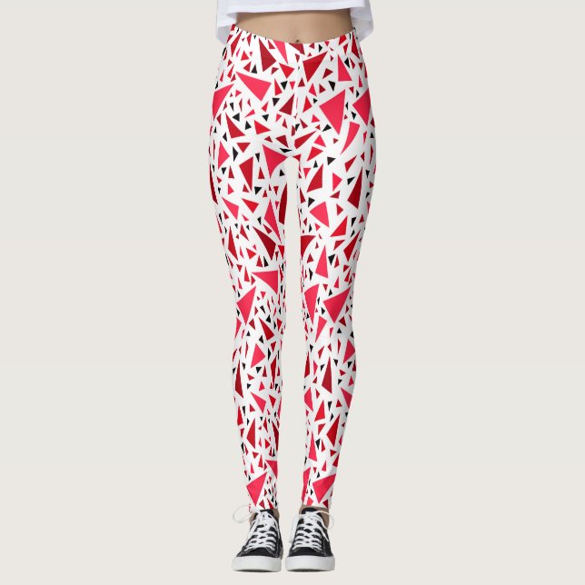 Legging triângulos vermelhos de crimson sobre fundo retror (Frente)