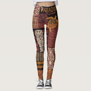 Legging Tribal Havaiano: Patchwork de Tecido Vintage