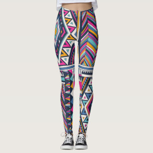 Legging Tribal retrô, padrão geométrico de vintage.