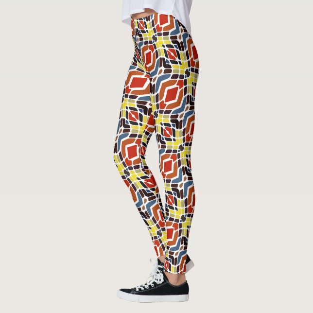 Legging Tribal Tribal Amarelo Azul Amarelo Vermelho Amarel (Esquerda)