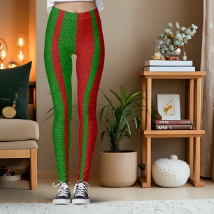 Legging Tricô verde e vermelho