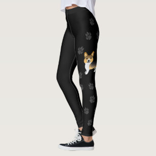 Legging Tricolor leve Pembroke Galsh Corgi Cão Cartoon