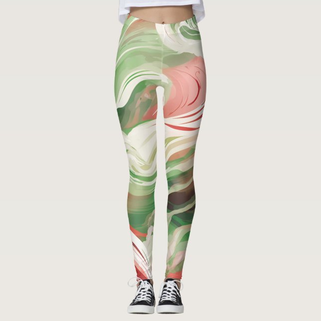 Legging Trilha branca verde branca (Frente)