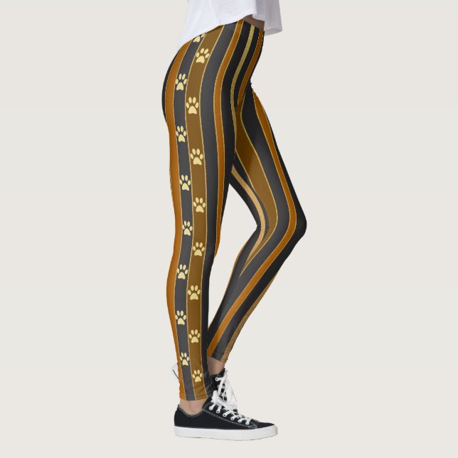 Legging Trilha Lateral Divertida Marrom e Dourado Falso de (Direita)