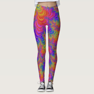 Legging Trippy Funky Ousado Vibrante Arco-íris Abstrato Fr