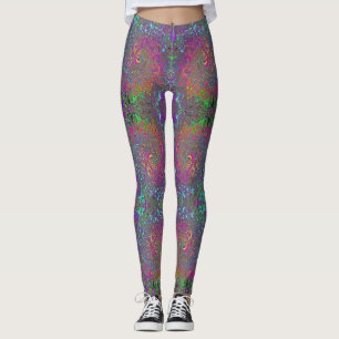 Legging Trippy Hot Pink Abstrato Retro Liquid Swirl