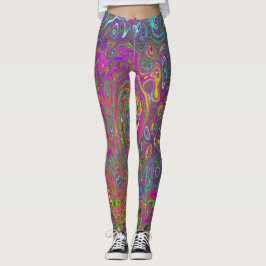 Legging Trippy Hot Pink Abstrato Retro Liquid Swirl