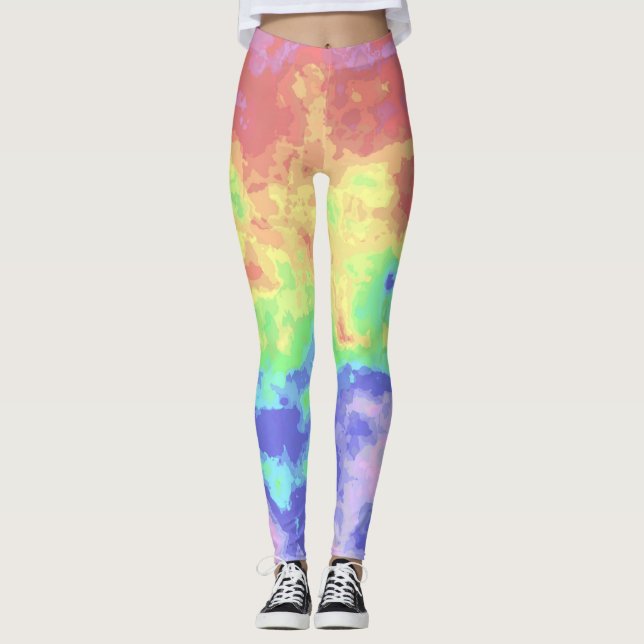Legging Trippy Retro Groovy Boho Hippie Rainbow (Frente)
