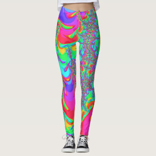 Legging Trippy Retro Vibrant Neon Rainbow Arte Fractal