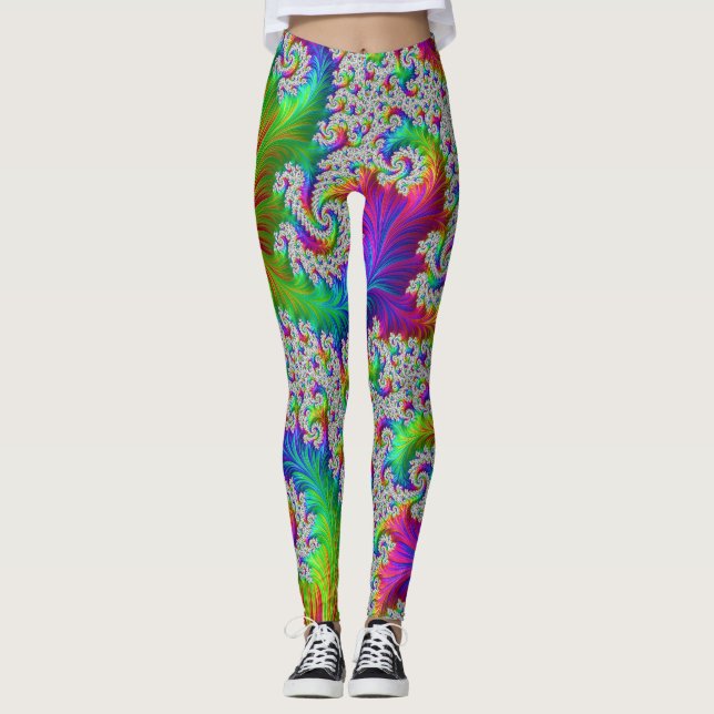Legging Trippy Vibrant Trippy Rainbow Spiral Fractal (Frente)