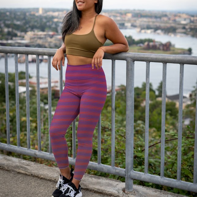 Legging Triquete de faixas de gradiente vermelho horizonta (Criador carregado)