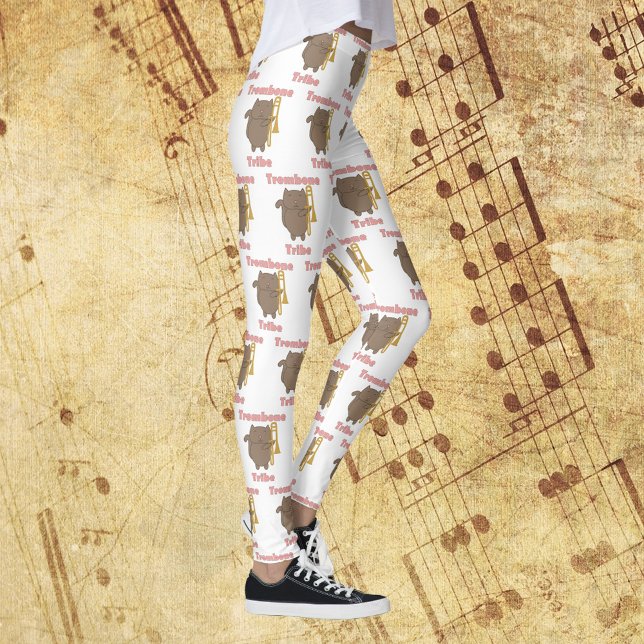 Legging Trombone Tribe Brown Kitty Cat Pink Pattern (Criador carregado)