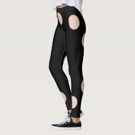 Legging Trompe - l ' oeil com furos do círculo para o tom