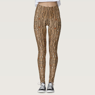 Legging Tronco de Árvore de Textura do Latido Pine