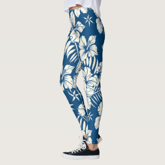 Legging Tropical Blue and White Floral