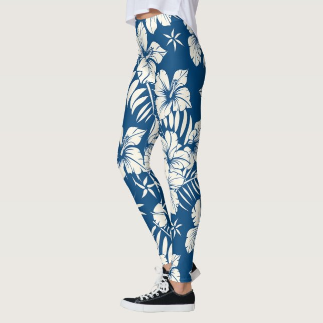 Legging Tropical Blue and White Floral (Esquerda)