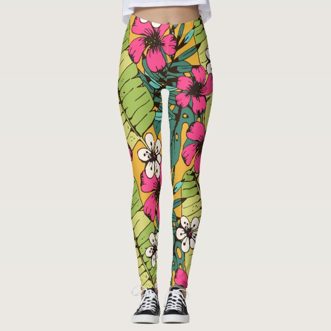 Legging Tropical Floral: Boletim de Verão Botânico (Frente)