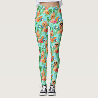 Legging Tropical Goldendoodle Vibrações de Praia