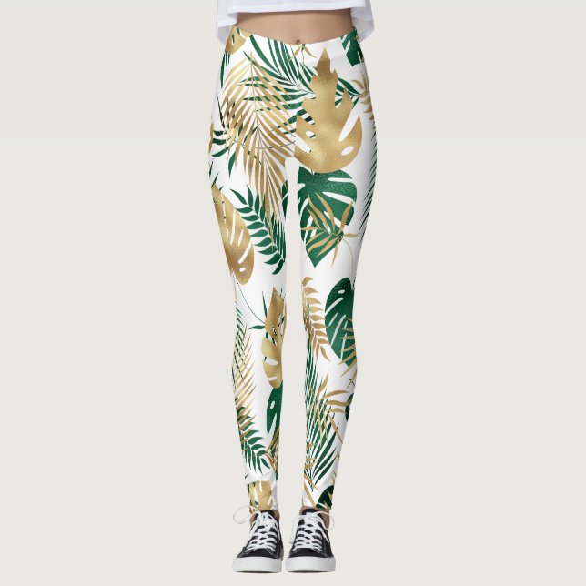 Legging Tropical Leaf Pattern  (Frente)