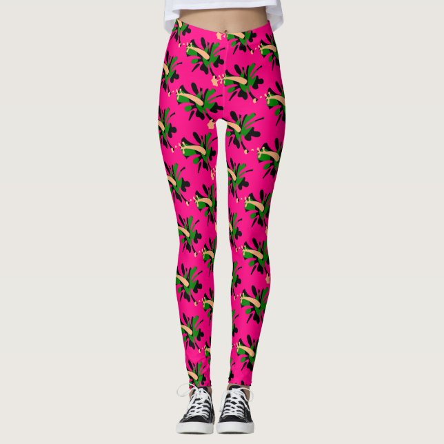 Legging Tropical Rosa Hibiscus Flower Thunder_Cove (Frente)