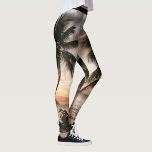 Legging Tropical Sunset Palm Trees Caribbean USVI