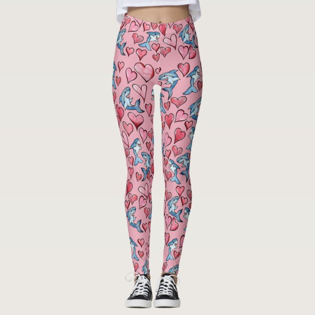 Legging Tubarões e Corações Cutes (Frente)