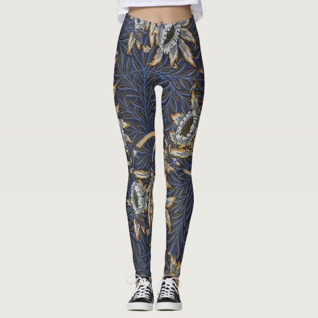 Legging Tulipa de William Morris com padrão de salgueiro e (Frente)