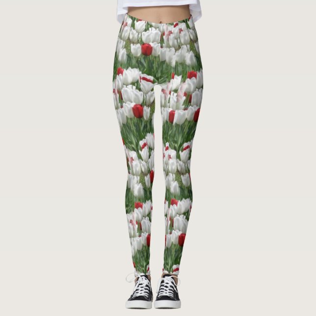 Legging Tulipas brancas e vermelhas (Frente)
