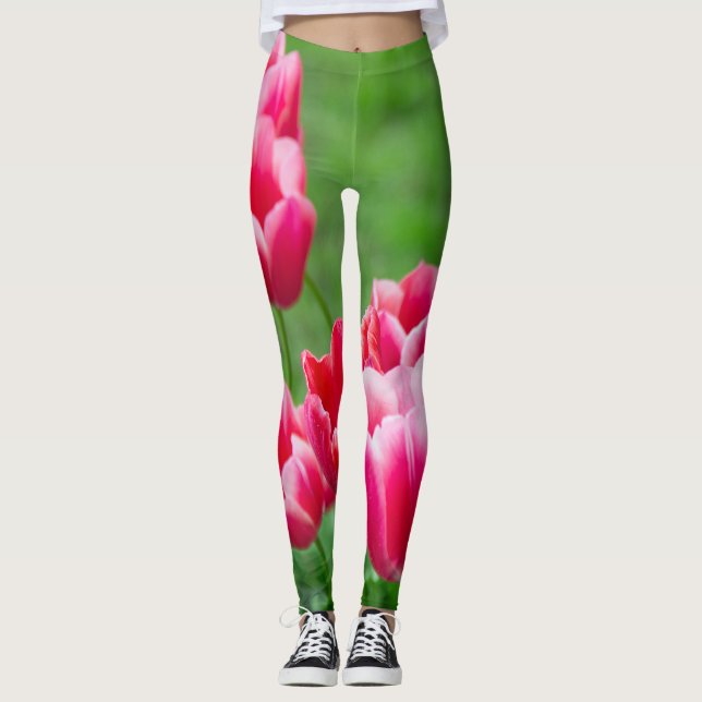 Legging Tulipas de escarlate no jardim (Frente)