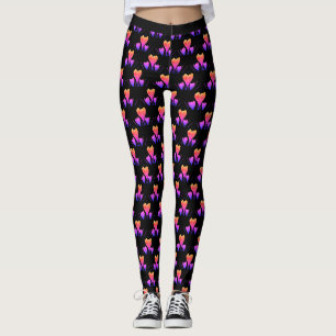 Legging Tulipas Rosa em um Fundo Preto Personalizado Justo