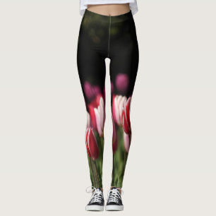 Legging Tulipas Vermelhas, Brancas e Rosa