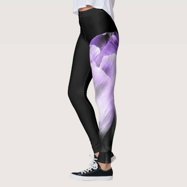 Legging Tulpa de Cinza e púrpura em preto (Esquerda)